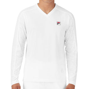 Fila White Line Long Sleeve V Neck Shirt